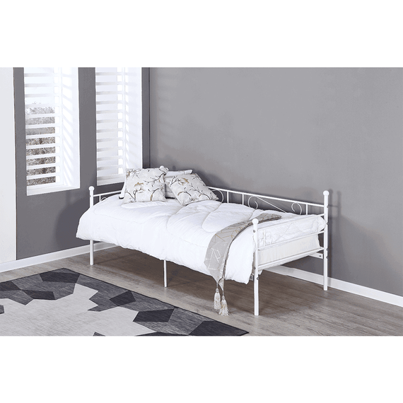 Pat din metal - de o persoana, alb, 90x200, ROZALI - 3- Roveli