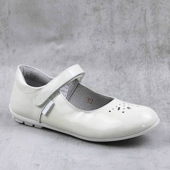 Balerini usori , de copii  , din piele naturala 1862-ALB/U - - Roveli