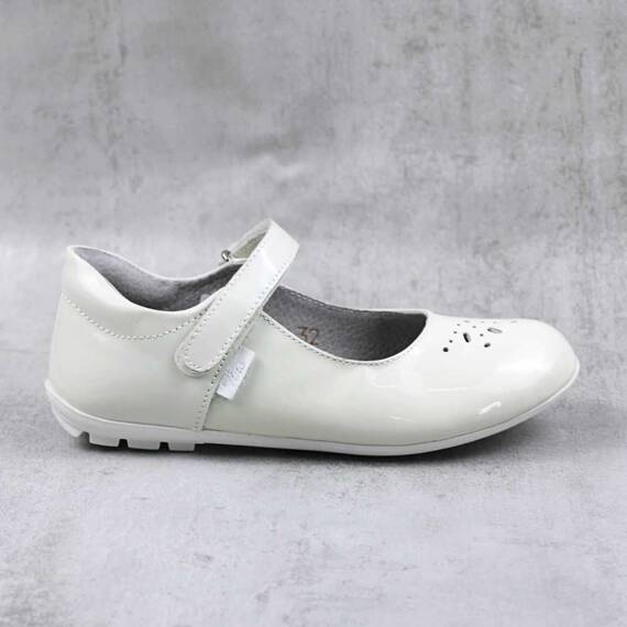 Balerini usori , de copii  , din piele naturala 1862-ALB/U - 4- Roveli