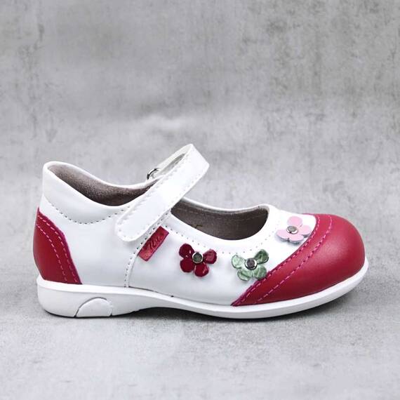 Pantofi usori , de copii , decorati cu flori , din piele naturala 1793-ALB/BORDO3, Culoare (12): Bordo, Marime (12): 25 - 4- Roveli