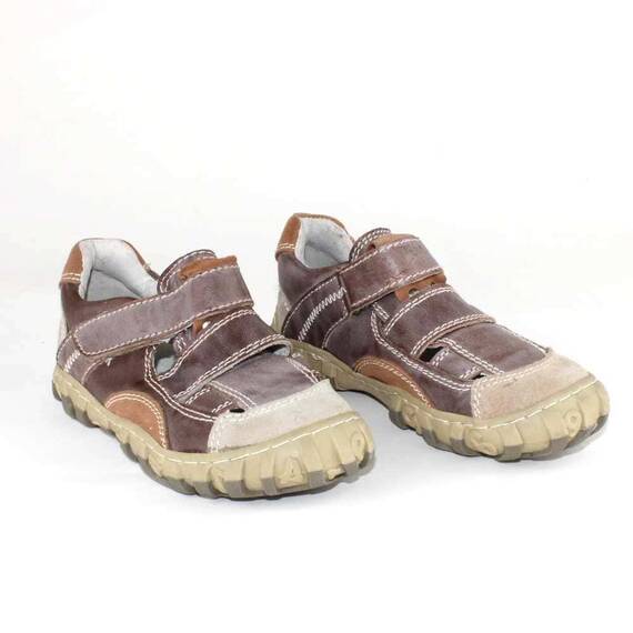Pantofi de copii din piele naturala si talpa cusuta N87152-6-D.BROWN - 4- Roveli