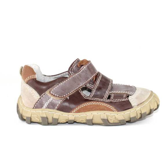 Pantofi de copii din piele naturala si talpa cusuta N87152-6-D.BROWN - 2- Roveli