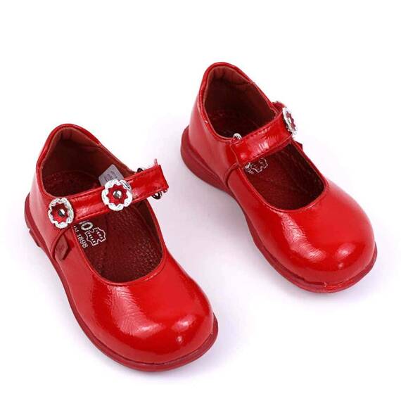 Pantofi usori , de copii , cu bareta decorata 1527-ROSU - 4- Roveli