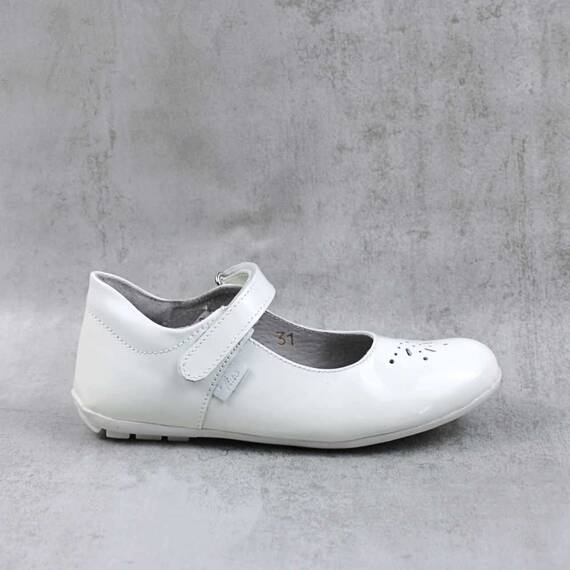 Balerini usori , de copii  , din piele naturala 1862-ALB/LAC, Culoare (12): Alb, Marime (12): 32 - 4- Roveli