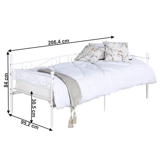 Pat din metal - de o persoana, alb, 90x200, ROZALI - 4- Roveli