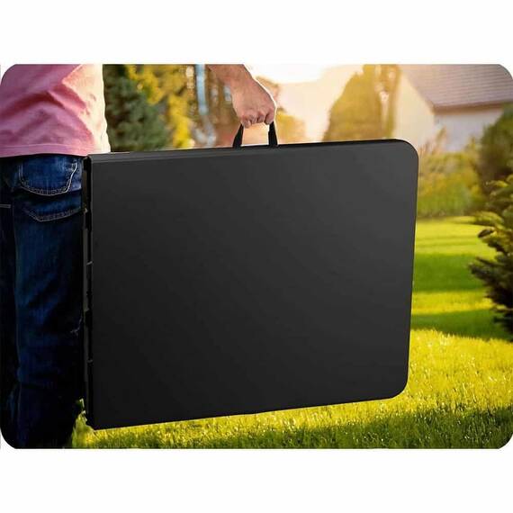 Masa de gradina pliabila, cadru durabil din otel, material PE si rezistent la UV, cu maner, 244 x 75 x 74 cm, negru - 10- Roveli
