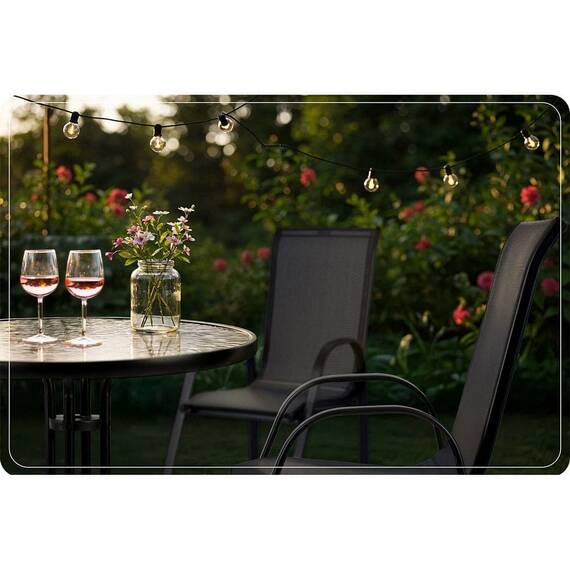 Set mobilier gradina DacEnergy©, 2 scaune, o masa rotunda, blat frumos din sticla, tapiteria scaunelor din textilene, aspect estetic, stil minimalist, pentru gradina, terasa, balcon - 3- Roveli