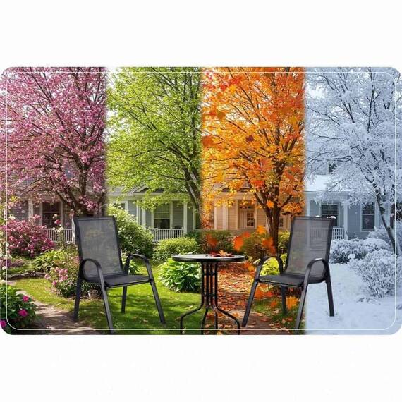 Set mobilier gradina DacEnergy©, 2 scaune, o masa rotunda, blat frumos din sticla, tapiteria scaunelor din textilene, aspect estetic, stil minimalist, pentru gradina, terasa, balcon - 4- Roveli