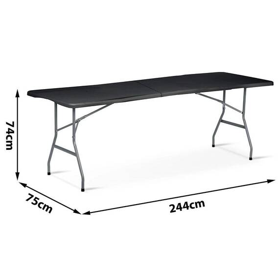 Masa de gradina pliabila, cadru durabil din otel, material PE si rezistent la UV, cu maner, 244 x 75 x 74 cm, negru - 6- Roveli