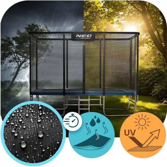 Trambulina dreptunghiulara de gradina, materiale rezistente la UV, cadru din otel galvanizat, scara confortabila si sigura, cu fermoar si catarama, 305 x 214 cm - 11- Roveli