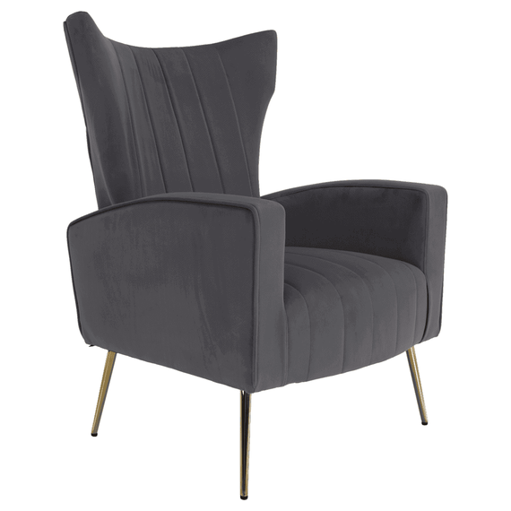 Fotoliu de relaxare, tesatura Velvet gri, BARET - 3- Roveli