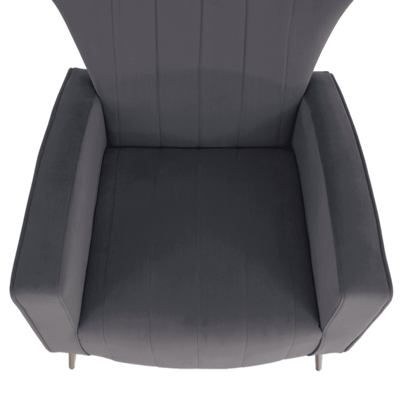 Fotoliu de relaxare, tesatura Velvet gri, BARET - 5- Roveli