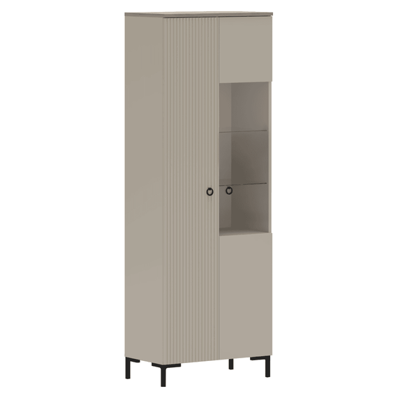 Vitrina, gri-maroniu Taupe/stejar silverjack, DOMCA 1D1W - - Roveli