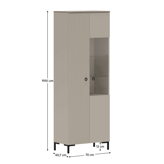 Vitrina, gri-maroniu Taupe/stejar silverjack, DOMCA 1D1W - 3- Roveli