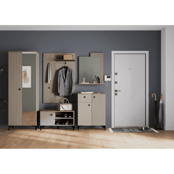 Dulap cu oglinda, gri-maroniu Taupe/stejar silverjack, DOMCA 3D - 6- Roveli