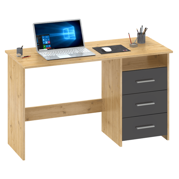 Birou PC, stejar artizanal/grafit, LARISTOTE NEW - 2- Roveli