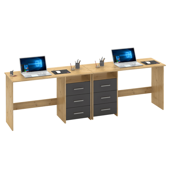 Birou PC, stejar artizanal/grafit, LARISTOTE NEW - 17- Roveli