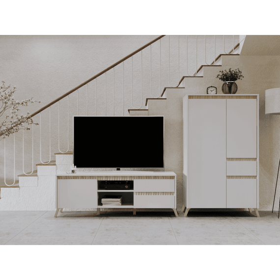 Vitrina, casmir/stejar sonoma, LONGY REG1W - 4- Roveli