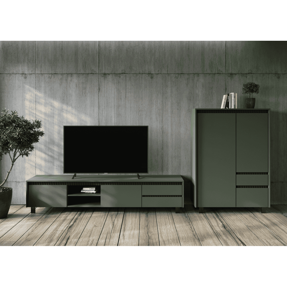 Vitrina, verde smoke/negru, LONGY REG1W2S - 3- Roveli