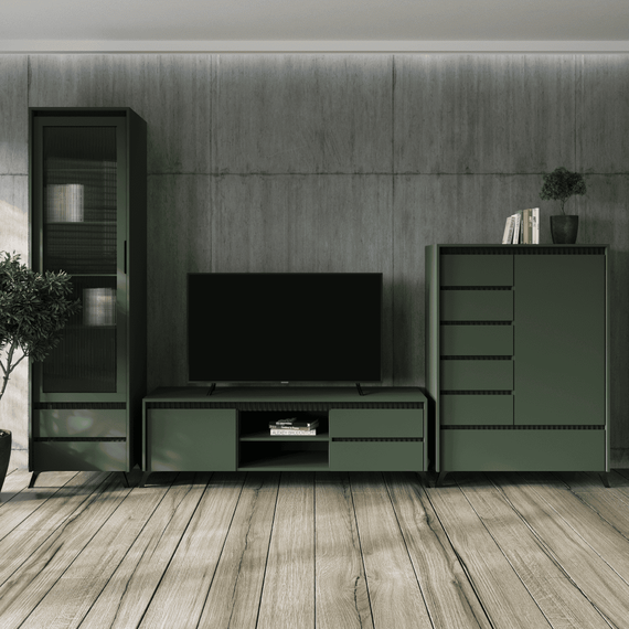 Vitrina, verde smoke/negru, LONGY REG1W2S - 4- Roveli