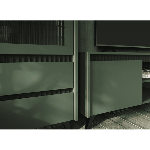Masuta TV, verde smoke/negru, LONGY RTV1K2So - 6- Roveli