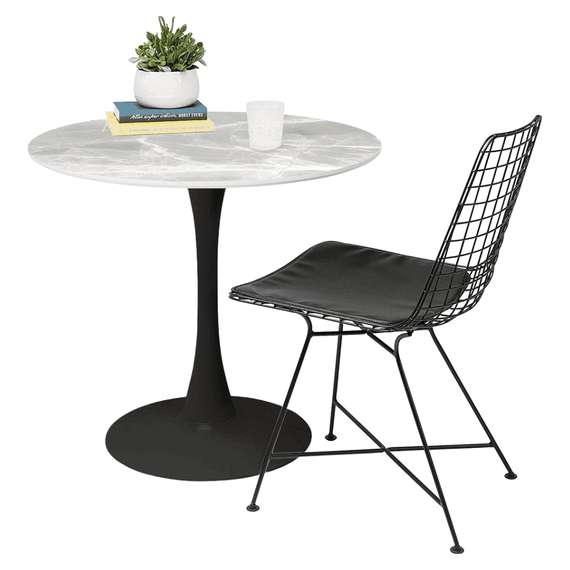 Masa de sufragerie, marmura gri/negru, diametru 90 cm, LORIAN TYP 1 - 3- Roveli