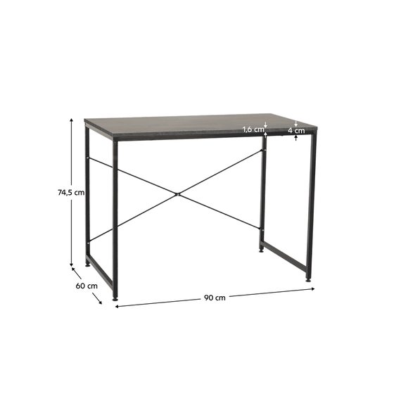 Birou, beton/negru, 90x60 cm, MELLORA - 6- Roveli