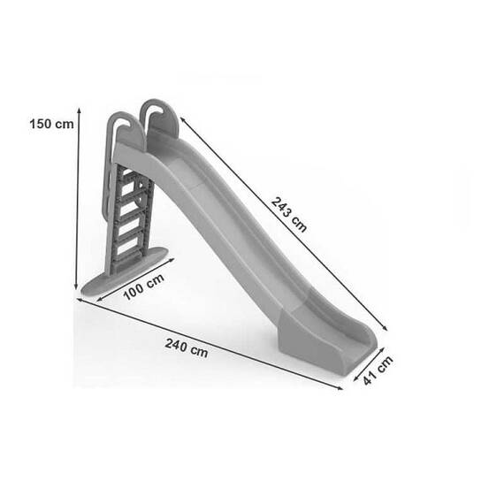 Tobogan pentru copii DacEnergy, din plastic, rezistent la conditiile meteorologice, la razele UV, 243 x 100 x 150 cm, gri si alb - 2- Roveli