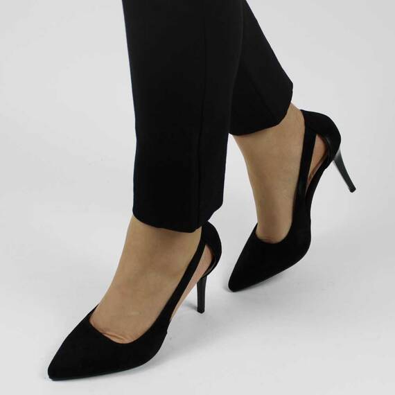 ​Pantofi de dama, negri, stiletto, cu toc inalt si subtire 608-10-Black, Culoare (12): Negru, Marime (12): 37 - 2- Roveli