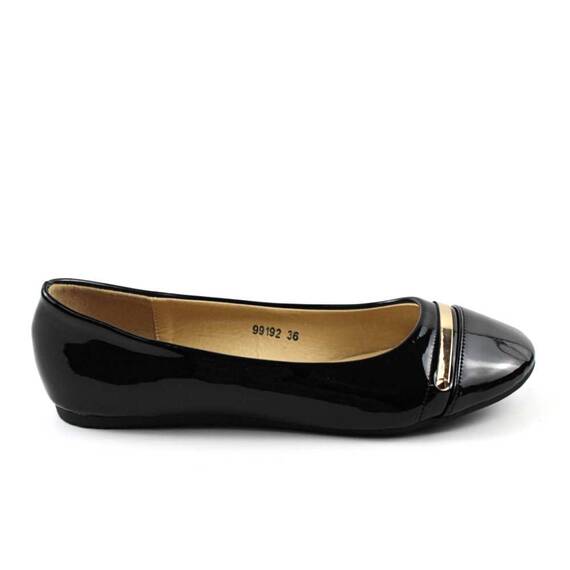 ​Balerini usori de dama , cu detaliu auriu 99192-BLACK, Culoare (12): Negru, Marime (12): 38* - 4- Roveli