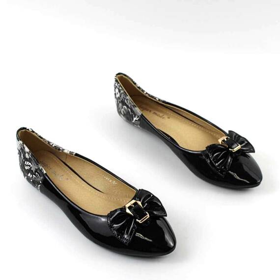 ​Balerini usori de dama , cu fundita si detalii la spate 10572-BLACK, Culoare (12): Negru, Marime (12): 37* - 3- Roveli