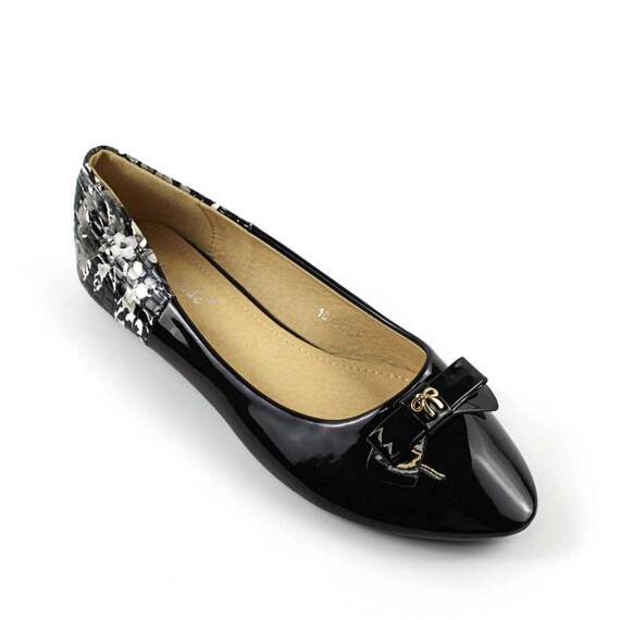 Balerini usori de dama , cu fundita si detalii la spate 10592-BLACK, Culoare (12): Negru, Marime (12): 38* - - Roveli