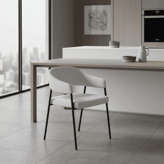 Fotoliu de sufragerie design, gri deschis/negru, NIZAR TYP 2 - 10- Roveli