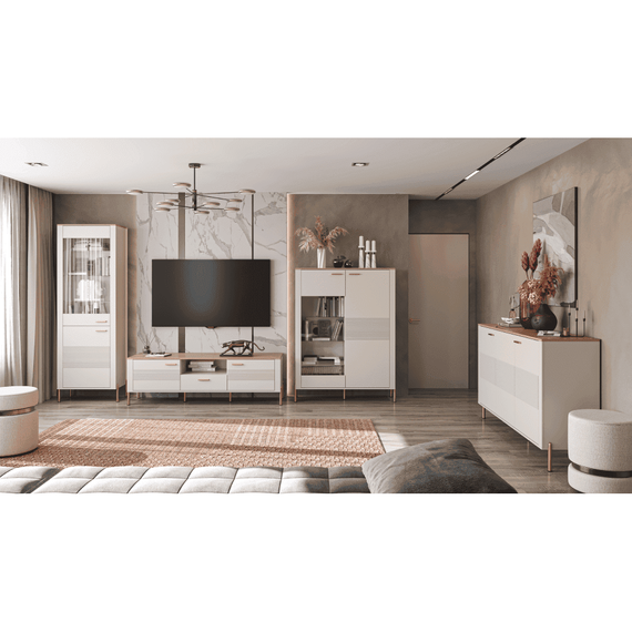 Vitrina, casmir/stejar de piatra, RUNOL 1D1W - 3- Roveli