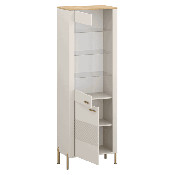 Vitrina, casmir/stejar de piatra, RUNOL 1D1W - 5- Roveli