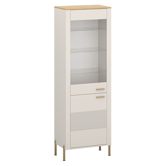 Vitrina, casmir/stejar de piatra, RUNOL 1D1W - - Roveli