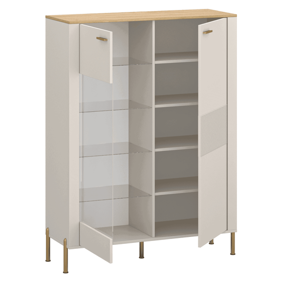 Vitrina joasa, casmir/stejar de piatra, RUNOL 1D1W - 5- Roveli