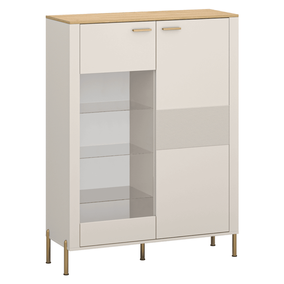 Vitrina joasa, casmir/stejar de piatra, RUNOL 1D1W - - Roveli
