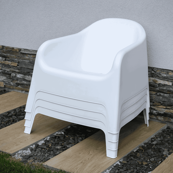 Scaun stivuibil, alb, plastic, SOKRA NEW - 9- Roveli