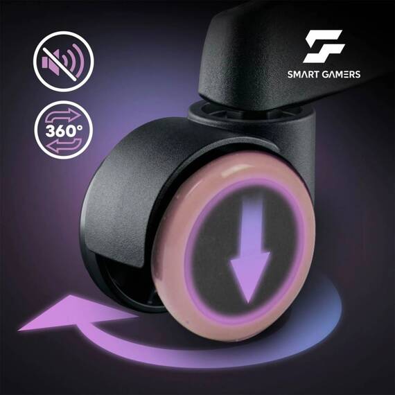 Scaun de gaming, suport extensibil pentru picioare, functie de inclinare a spatarului, reglare a inaltimii, ergonomie, inaltime totala maxima 121 cm, negru si roz - 11- Roveli