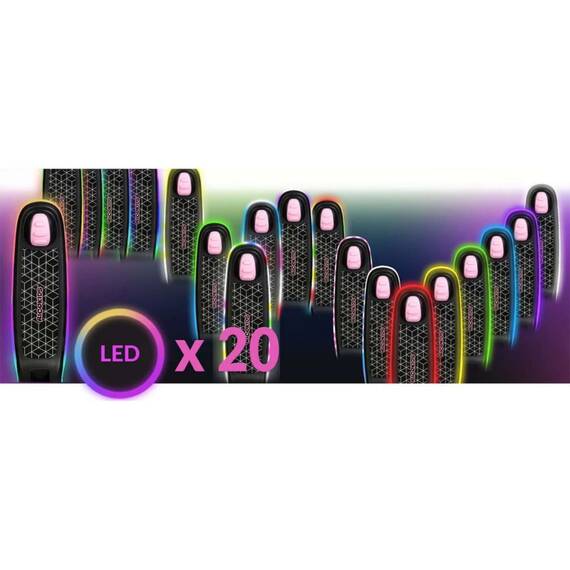 Trotineta de echilibru cu trei roti, ghidon din metal, platforma iluminata cu LED-uri, cu 20 de moduri, inaltimea ghidonului este reglabila, 65–81 cm, usor de pliat, frana de picior, neagra si roz deschis - 6- Roveli