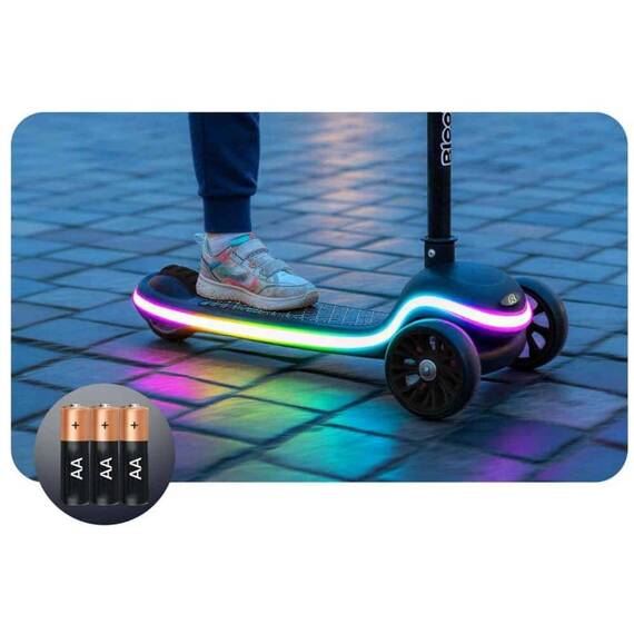 Trotineta de echilibru cu trei roti, ghidon din metal, platforma iluminata cu LED-uri, cu 20 de moduri, inaltimea ghidonului este reglabila, 65–81 cm, usor de pliat, frana de picior, neagra mata - 11- Roveli