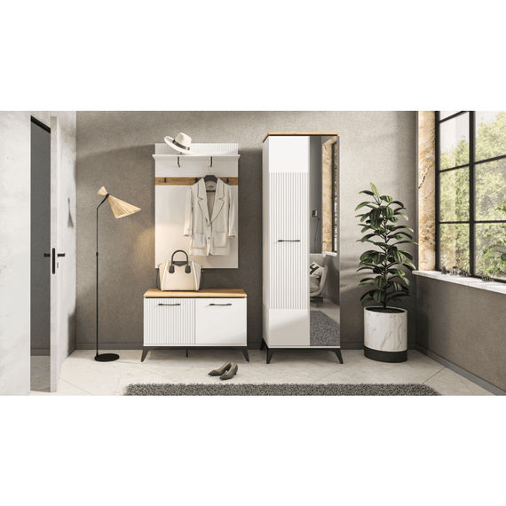 Vitrina, alb/stejar evoke, VELIS 1D - 4- Roveli