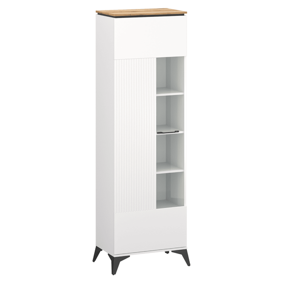 Vitrina, alb/stejar evoke, VELIS 1D - - Roveli