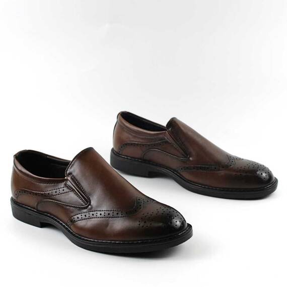 Pantofi barbatesti , cu elastic lateral pe ambele parti A1855-2-BROWN, Culoare (12): Maro, Marime (12): 38 - 3- Roveli