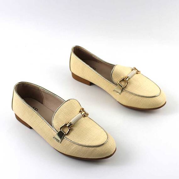 Mocasini usori de dama , cu accesoriu auriu A10502-BEIGE, Culoare (12): Bej, Marime (12): 36 - 2- Roveli