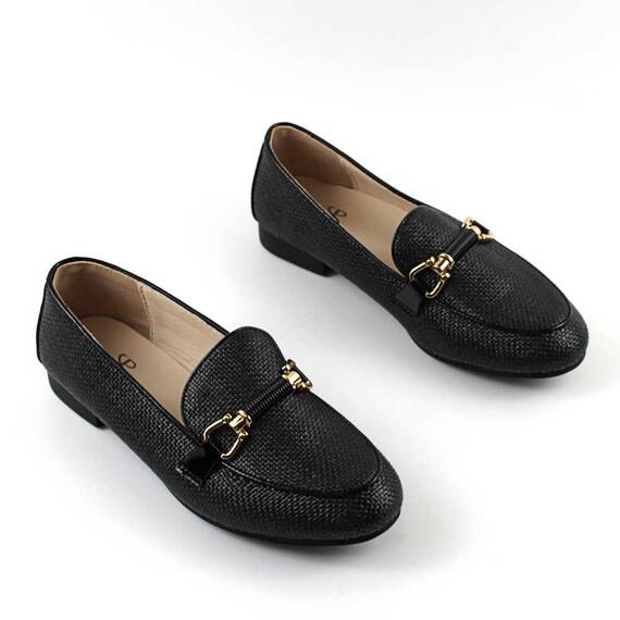 Mocasini usori de dama , cu accesoriu auriu A10502-BLACK, Culoare (12): Negru, Marime (12): 40 - 3- Roveli