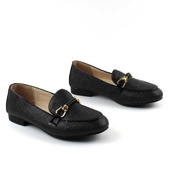 Mocasini usori de dama , cu accesoriu auriu A10502-BLACK, Culoare (12): Negru, Marime (12): 38 - 5- Roveli