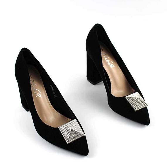 Pantofi eleganti de dama , cu brosa argintie 88416-11-BLACK, Culoare (12): Negru, Marime (12): 38* - 3- Roveli