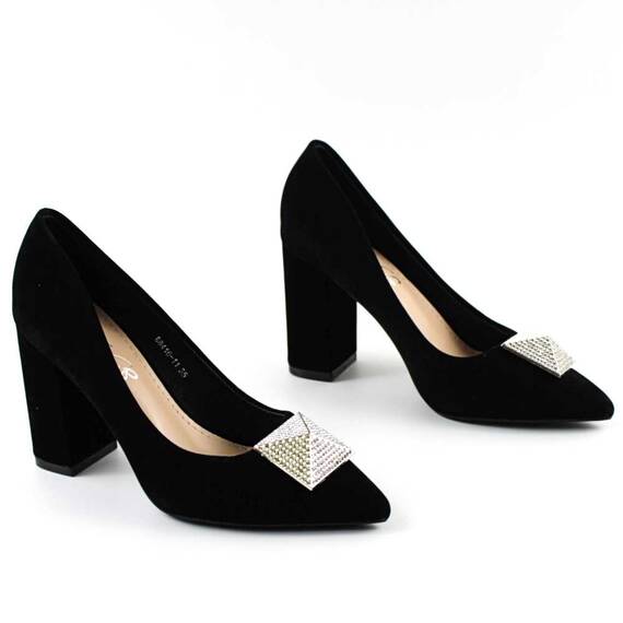 Pantofi eleganti de dama , cu brosa argintie 88416-11-BLACK, Culoare (12): Negru, Marime (12): 38* - 5- Roveli